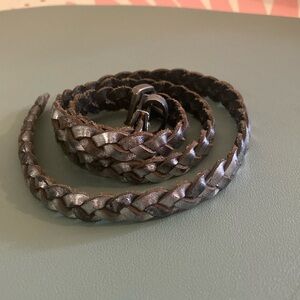Braided Leather Belt in Brown and Gray